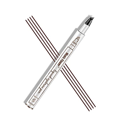 MAKETOPYZN Liquid Eyebrow Pen with 4-Pronged Tip, Tattoo Sense Brow Tint, Fine Sketch Microblading Natural Looking Smudge-proof Waterproof Eye Makeup (Chestnut)