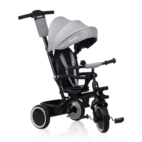 LIONELO Berry Triciclo Multifuncional de Paseo Silla de Paseo de 9 Meses a 5 años a 25 kg Ruedas Grandes de PU, Triciclo Asiento Giratorio 360° Montaje sin Herramientas