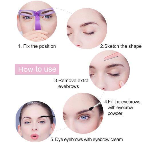 YYE Eyebrow Stencils,Eyebrow Template Stencil,Eyebrow Shaping Kit,8 Styles Reusable Eyebrow Templates Tool with Handle,for Woman(Pink)