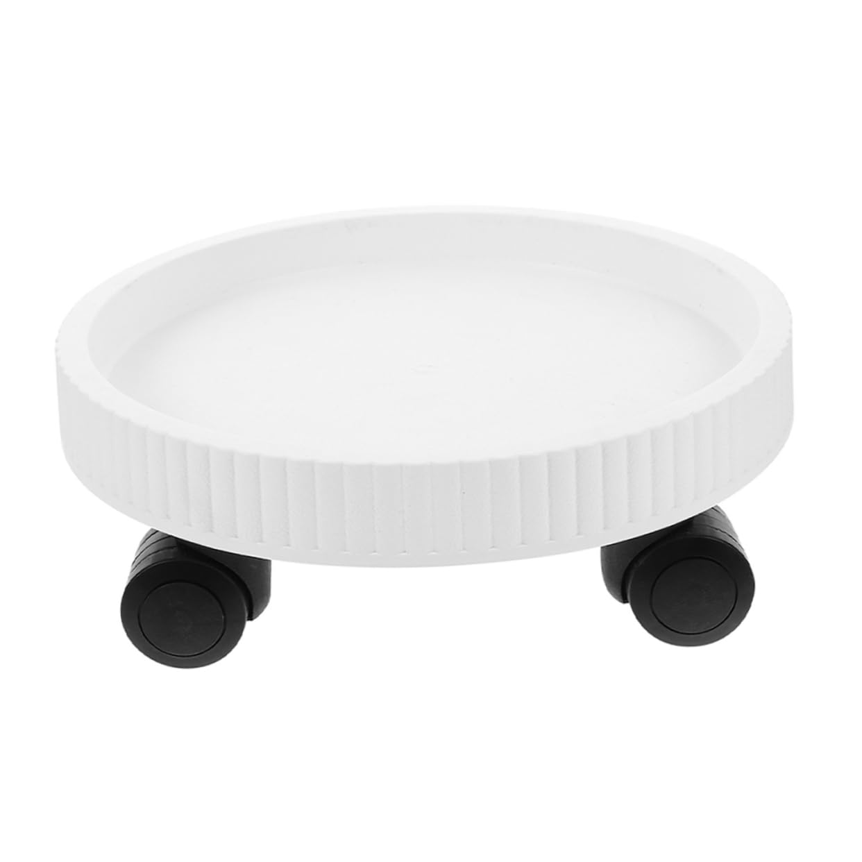 VICASKY Chariot à Plantes à roulettes Rond en Plastique Blanc, Support Stable et Mobile pour Pots de Fleurs, pour Couloirs et Salon