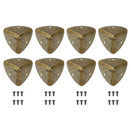 Image of uxcell 8 Pcs Decorative Box Corner Cover, 40mm Metal Edge Guard, Furniture Corner Edges Protector with Screws, Bronze