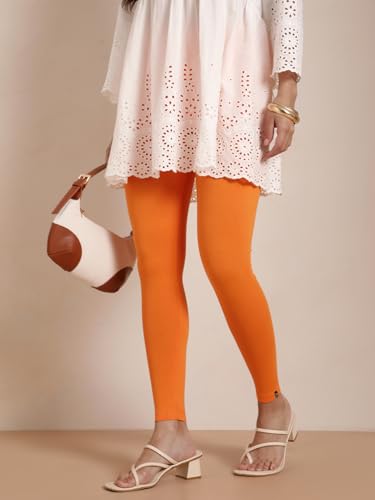 Image of TWIN BIRDS Super Stretchable Cotton Elasthane Fabric Ankle Length Leggings for Women