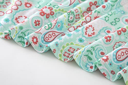 Inadays Sleepwear Women's Nightgown Cotton Sleepshirts Short Sleeve Nightshirt Print Sleep Dress R Neck Nightdress Loose Comfy Pajama Green Flower #TOP4