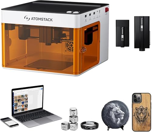 Atomstack P1 Dual-Laser Engraver, 5W Blue + 1.2W Infrared Portable Mini Desktop Laser Engraving...