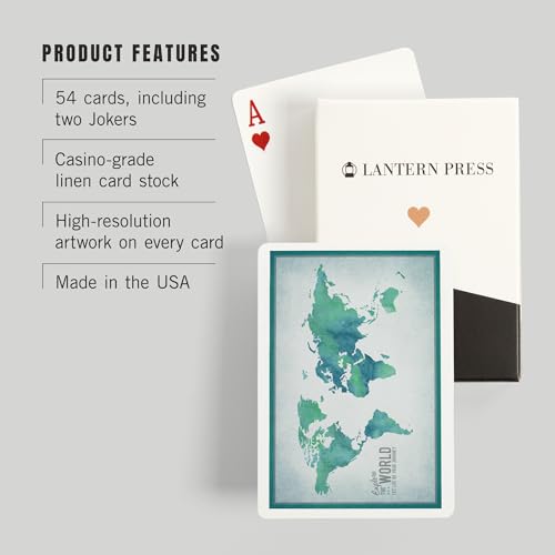 Baraja de poker Lantern Press World Map, 52 cartas miniatura 3