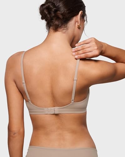 Image of INLYRIC Women's Inbarely Triangle Bralette Comfortable Unlined V Neck Wireless Smoothing Bra Top Stretch
