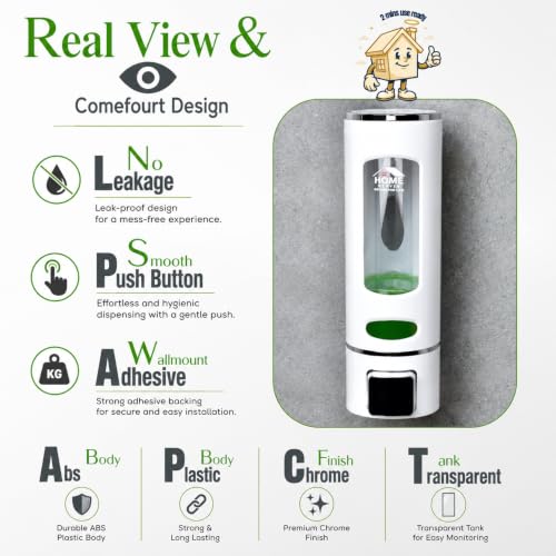 Image of 400ml No-Drill Adhesive Wall-Mounted Soap Dispenser - Durable ABS Plastic Holds Hand Wash - Shower Gel - Sanitizer Compact White Capsule Design for Kitchen - Bathroom Sink (1-Pack)