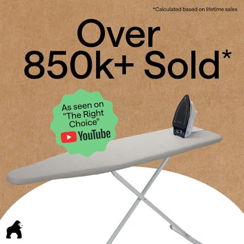 Image of GORILLA GRIP The Original Ironing Board Cover and Pad, Silicone Coating, 400F Scorch Resistant Thick Padding, Heavy Duty Iron Covers Standard Boards, Hook and Loop Fastener Strap, Silver 18x49