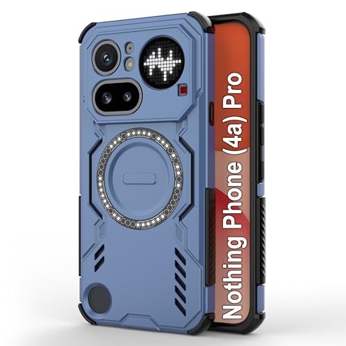 Image of amazon basics Back Case Cover for Nothing Phone (4a) Pro | Magnetic Case with Built-in Metal Ring | Supports MagSafe Charger, Wallet & Car Mount | Shockproof Hybrid PC + TPU | Blue