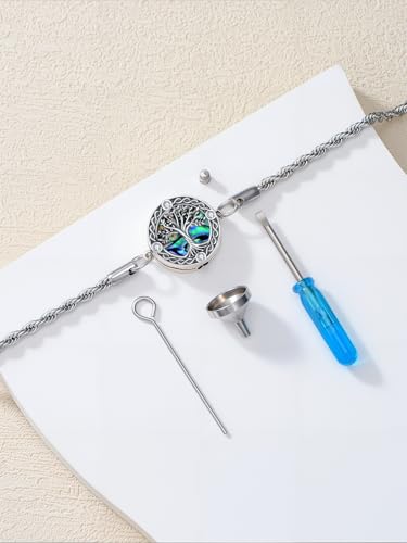 Tree of Life/Compass Bracelet 925 Sterling Silver Adjustable Abalone Ashes Jewelry Gifts for Women3