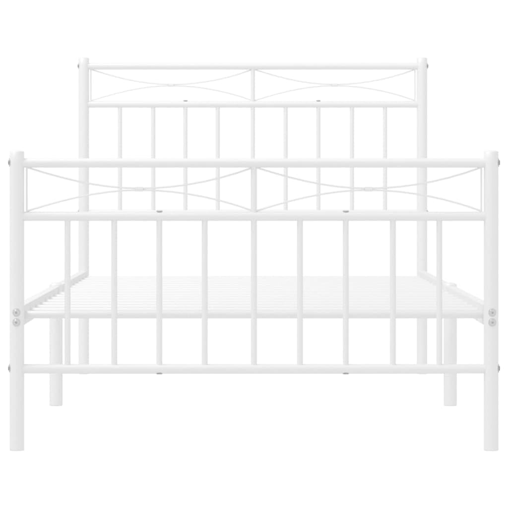 Telaio letto con testiera e pediera in metallo bianco 100 x 190 cm Cornice da letto per soggiorno Telaio per camera da letto Struttura del letto dell'hotel Adatto per camera da letto