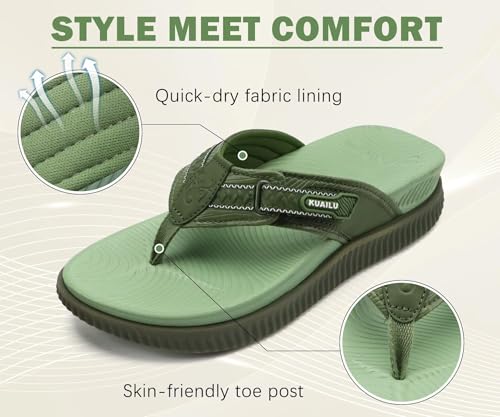 Image of KuaiLu Womens Orthotic Cushion Flip Flops Sandals With Arch Support Footbed | Sport Recovery Walking Slides For Women - Adjustable Platform Slip On Indoor Outdoor For Summer Casual