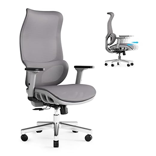 JOYFLY Big and Tall Office Chair, 450 lbs Ergonomic Office Chair for Heavy Duty with Lumbar Support & 3D Armrests, Home Office Desk Chairs with Extra Wide Seat, High Back Executive Chair,Adults,Grey