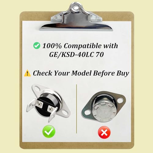 Image of KSD-40LC 70 Normally Closed Thermostat Thermal Fuse Switch, Compatible with GE Microwave