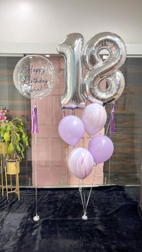 Image of Silver Number 18 Balloon 40 inch, 18 Number Balloons, 18th Silver Birthday Decorations, 18 Year Old Silver Party Supplies