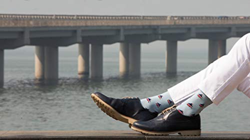 Image of Mint & Oak Printed Crew Socks For Men, Soft Cotton Calf Length Socks, Colorful Sock Gift For Men, Anti-Microbial & Odour Free, Funky Socks - Gift Box of 3