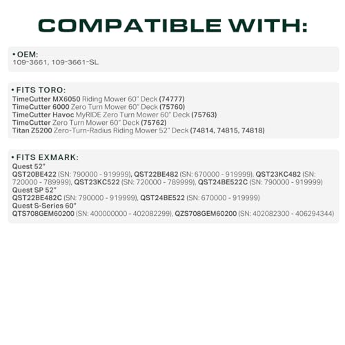 Image of UDC Parts 109-3661 Deck Belt Replacement for Toro TimeCutter MX6050 75760 6000 109-3661-SL Exmark Quest 74777 Titan Z5200 74814 74815 74818 75763 75762 Zero Turn Mowers /Aramid Cord / 154.00 inches