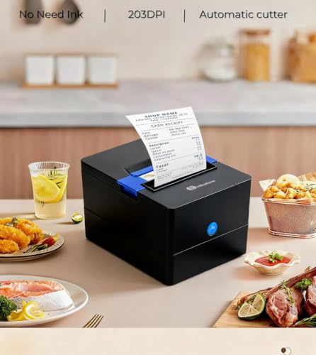 Image of P80I 80mm 3 inch USB+LAN+Cash Drawer with Auto Cutter Advanced Thermal Receipt Printer for Restuarant, Shops (P80I)