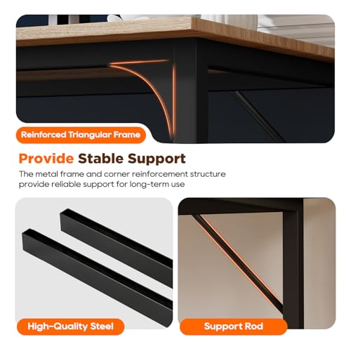 Image of PayLessHere | 63 Inch Computer Desk | Nature | Office Desk with Metal Frame, Adjustable Feet | Water-Resistant, Scratchproof Surface | Sturdy Writing Table for Home Office or Study | Pack of 1