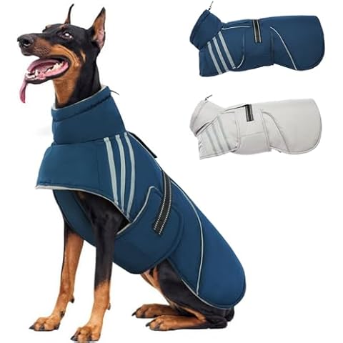 Warm Dog Coat, Reflective Adjustable Dog Jacket, Furry Turtleneck Winter Coat Thicken Dog Fleece Vest, Waterproof Windproof Dog Cold Weather Coats with Buckle for Puppy Small Medium Large Dogs Cover