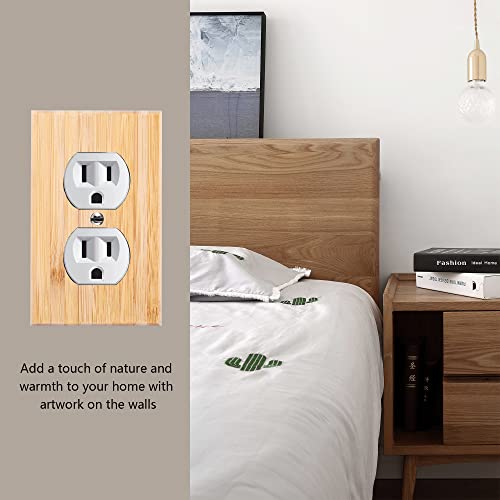 Raw Wood Double Hole Outlet Covers 4.5" X 2.76" Bamboo Quality Decorative Wall Plate Light Switch Plate Cover For Bedroom Kitchen Home Decor (Double Hole Outlet) #TOP5