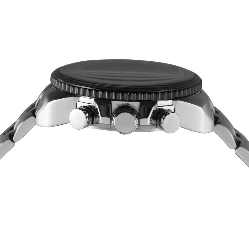 Image of Analog Watch for Men Silver Black- Battery Operated, Stylish Stainless Steel Wristwatch with Classic Round Dial - Formal & Casual Wear Silver Black