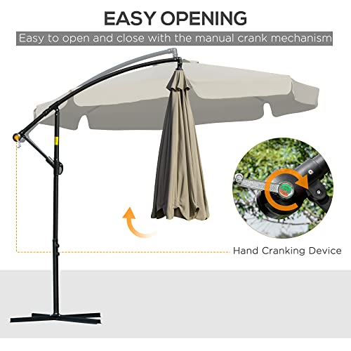 Outsunny 9' Offset Hanging Patio Umbrella, Cantilever Umbrella With Easy Tilt Adjustment, Cross Base And 8 Ribs For Backyard, Poolside, Lawn And Garden, Brown #TOP3