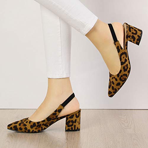Allegra K Women's Pointed Toe Block Heel Pumps Slingback Heels2
