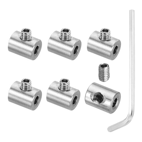 PATIKIL 3mm Hole Wire Rope Clips Set, 6 Pcs 304 Stainless Steel Single Hole Lock Cable Clamps Clip with Hexagon Screws Spanner for Wire Rope Fitting, Silver