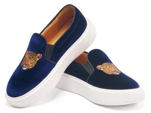 Image of Journey West Women's Fashion Velvet Sneakers with Embroidery Comfortable Slip-On Work Shoes for Women