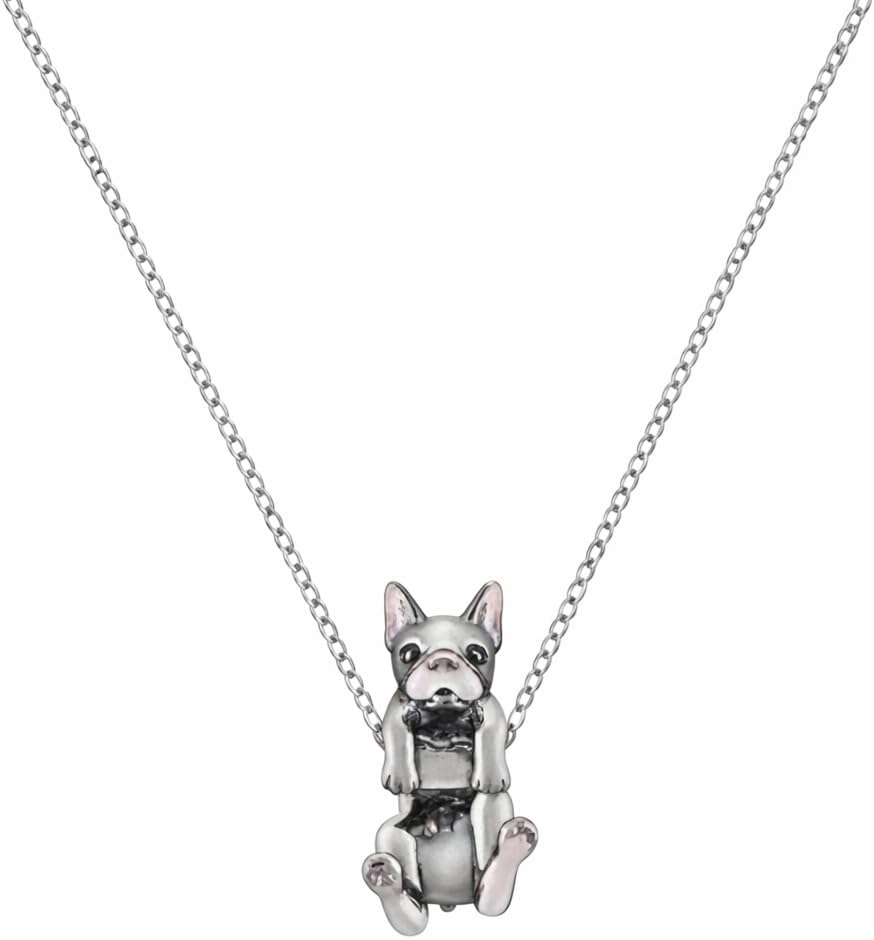 Bolenvi Dangling Dog Pendant Necklace, 925 Sterling Silver Jewelry, 16-22" Adjustable Chain, Pet Dog Charm Necklace for Women
