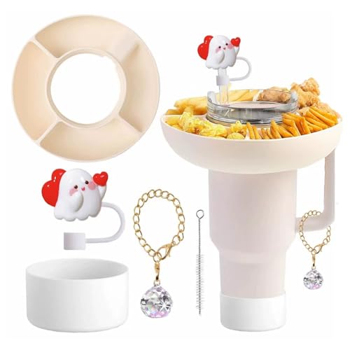 tbluee Snackschale für Stanley Cup 40oz Silikon Snackteller mit 5 Stück Stanley Cup Zubehör Snackteller für Stanley Cup