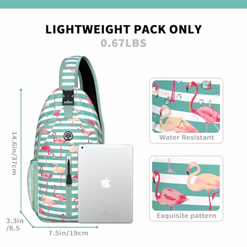 Image of Flamingo Sling Bag For Women Men Small Crossbody Bags Mini Water Resistant Casual Chest Bag Backpack Shoulder Daypack For Travel Hiking