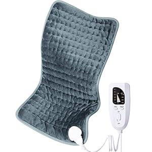 Electric Heating pad for Back/Shoulder/Neck/Knee/Leg Pain Relief, 6 Fast Heating Settings, Auto-Off, Machine Washable, Moist Dry Heat Options, Extra Large 12″x24″(Gray)