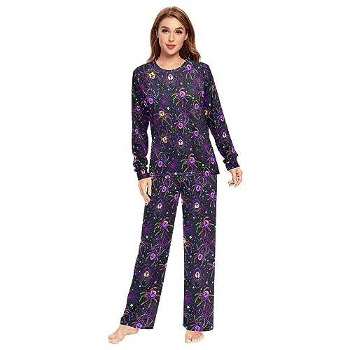 Unisex Pajama Set Colorful Spiders Family Matching Long Sleeve 2 Piece Sleep Lounge Set for Men & Women3