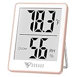 DOQAUS Indoor Thermometer for Home, Room Thermometer Humidity Meter with Temperature Humidity Sensor for Home, Bedroom, Baby Room, Office, Greenhouse, Cellar (Pink)