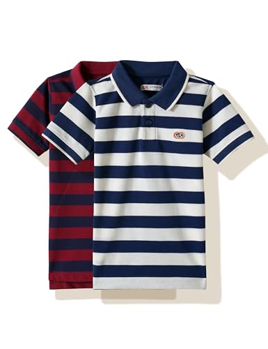 Image of Amazon Brand - Symbol Boys Cotton Rich Striped Polo Tshirt | Collar Tshirts | Half Sleeves | Regular Fit