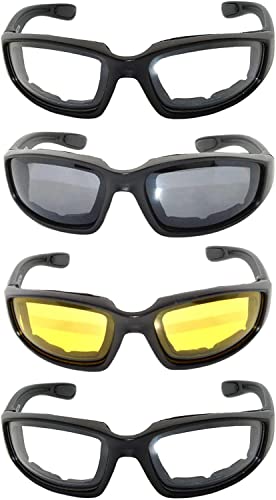 OWL Motorcycle Riding Sport Sunglasses Assorted Color Multipacks, Unisex Foam Padded Wind Blocking Glasses UV400 Protection2