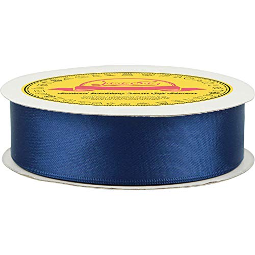 Image of Double Face Satin Ribbon 1 inch X 25 Yards Polyester Navy Blue Ribbon for Gift Wrapping Very Suitable for Weddings Party Hair Bow Invitation Decorations and More