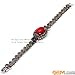 GEM-Inside Semi Red Coral Link Bracelet Oval Beads Tibetan Silver Marcasite 7 Inches