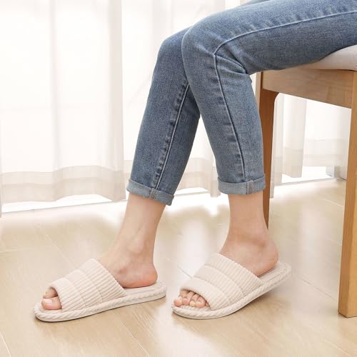 Image of shevalues Summer House Slippers for Women Men Breathable Waffle Indoor Slippers Slip-on Open Toe Home Shoes