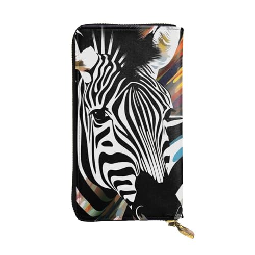 Portefeuille long en cuir zèbre homme femme grand sac à main d'affaires
