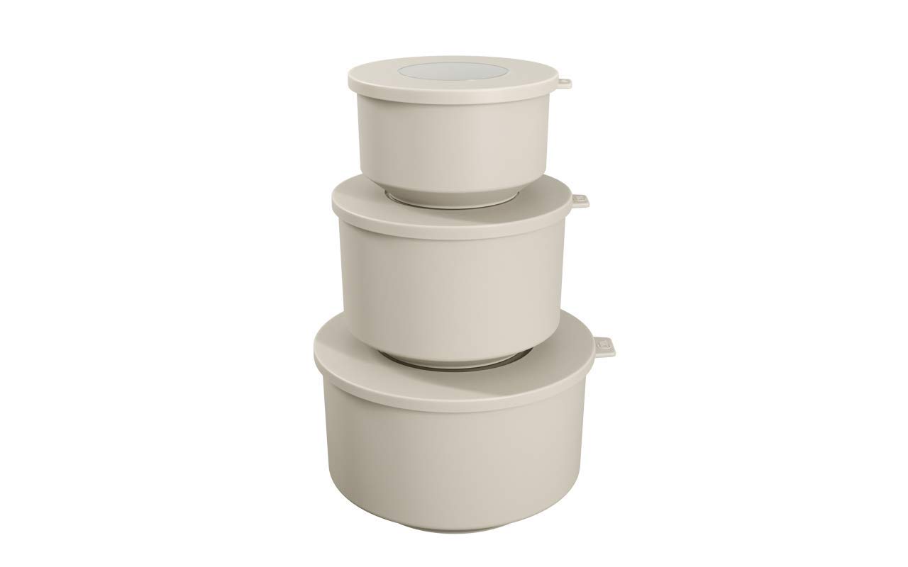 CozaHoop Collection- Leak Proof Food Container with Air Tight Lids Set of 3 (6 Pieces Total)- BPA Free & Microwave Safe (Light Gray)