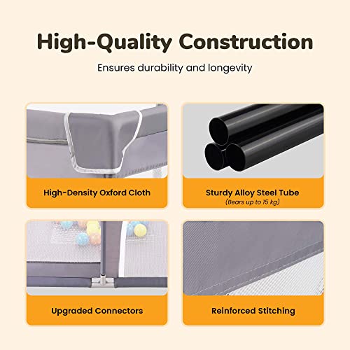 Baby Playpen For Babies And Toddlers, 50 X 50 Inch Baby Play Yards, Kids Play Pen For Indoor & Outdoor, Large Baby Playpen, Portable Toddler Play Yard With Carrying Bag, Anti-Slip Base, Li'l Pengyu #TOP5