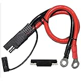 Lingyu 10AWG Battery Charging Cable,SAE to O Ring Terminal Connectors Harness, 2-Pin Quick Disconnect SAE Plug Cable with 1 SAE Polarity Reverse Connector for Motorcycles, Cars, Etc -30cm/0.98ft