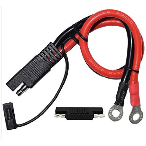 Lingyu 10AWG Battery Charging Cable,SAE to O Ring Terminal Connectors Harness, 2-Pin Quick Disconnect SAE Plug Cable with 1 SAE Polarity Reverse Connector for Motorcycles, Cars, Etc -30cm/0.98ft