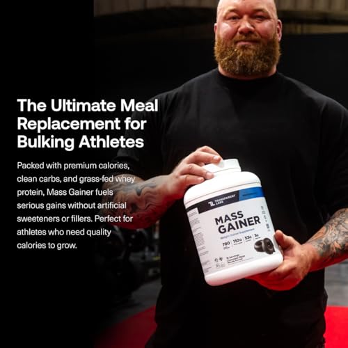 Image of Transparent Labs Mass Gainer Protein Powder - Naturally Flavored Grass-Fed Whey w / 53g Protein, 110g Carbs, High-Calorie Powder for Muscle Gain & Recovery, 3g Creatine - 15 Servings, Chocolate Glaze