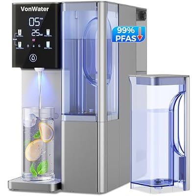 VonWater Reverse Osmosis Water Filter Countertop 7-Stage RO Water Filtration System with 2 Portable Pitchers, NSF/ANSI 372,42,58, 5 Volume Settings, 3:1 Pure to Drain CT910G Bundle