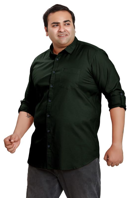 Image of BE ACTIVE Plus Size Lycra Cotton Satin for Men Shirts|| All Plus Size Men|| Cotton Stylish Full Sleeves Shirt for Men