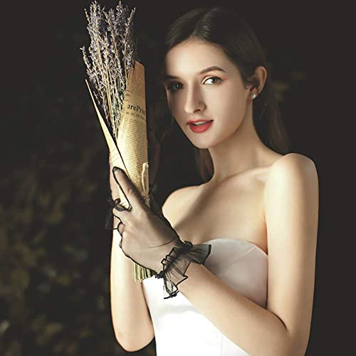Women's Short Gloves for Wedding Full Finger Bridal Party Evening Dress Gloves Sheer Mesh4